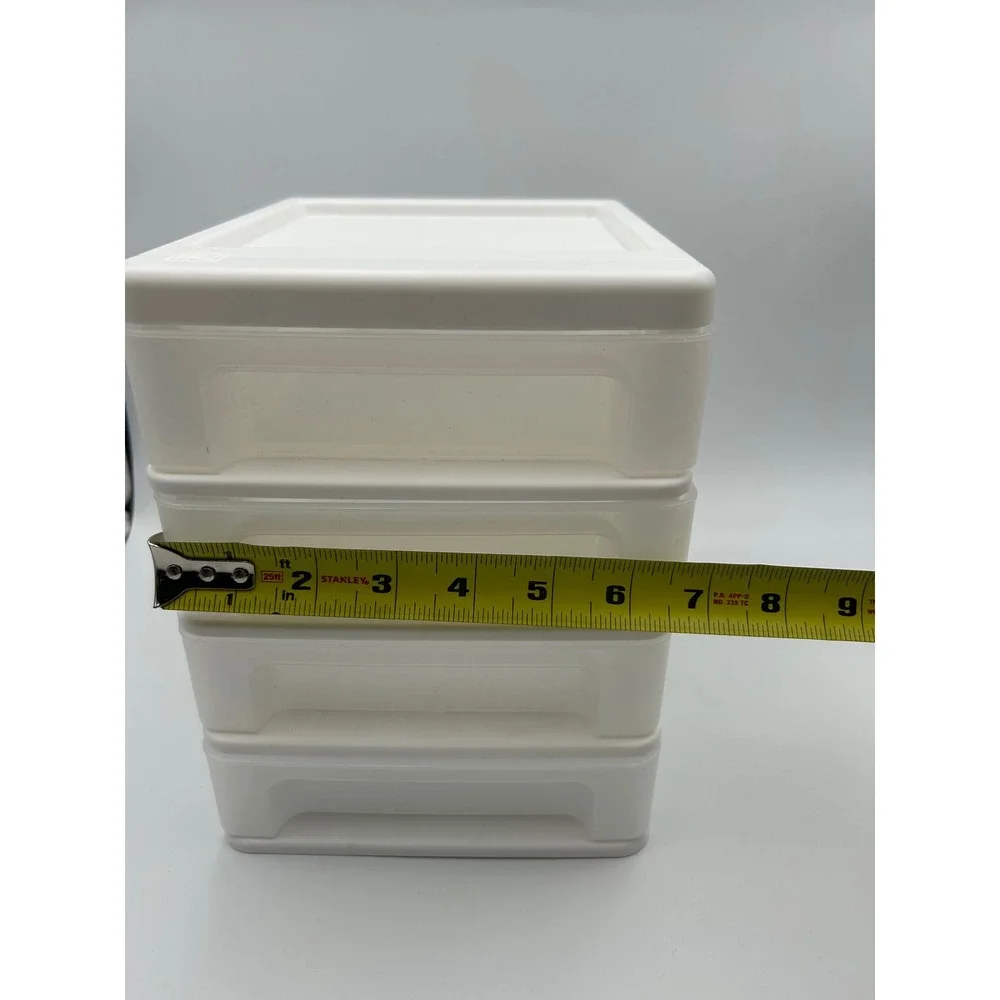 IRIS 4 Drawer Desktop Storage Organizer White Clear Plastic CDD-XS4
